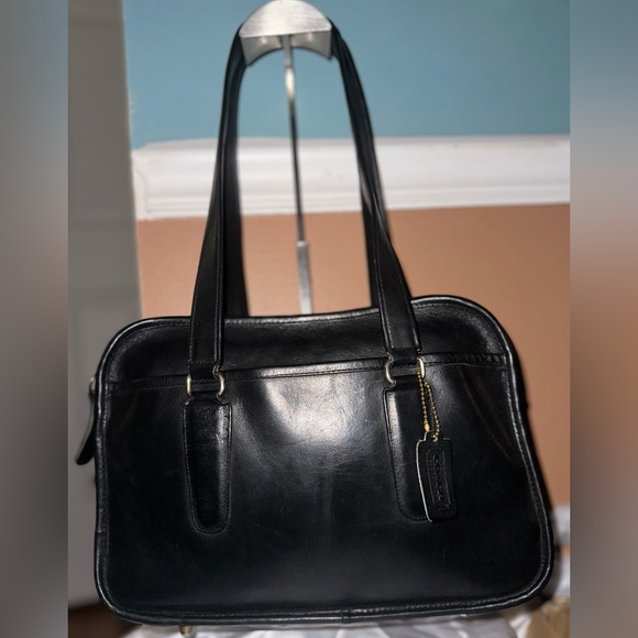 Coach Vintage Black Skinny Flight Bag Weekender Briefcase 9705 NYC - Picture 1 of 16